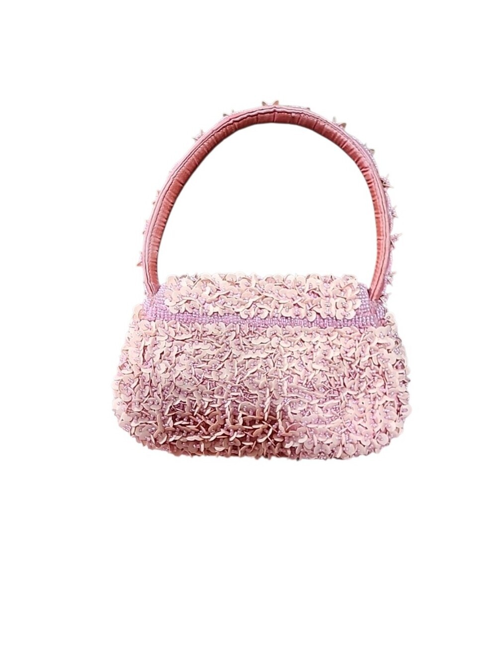Pink Vintage Beaded & Sequin Mini Shoulder Bag | Y2K Glam Party Purse - Picture 3 of 9